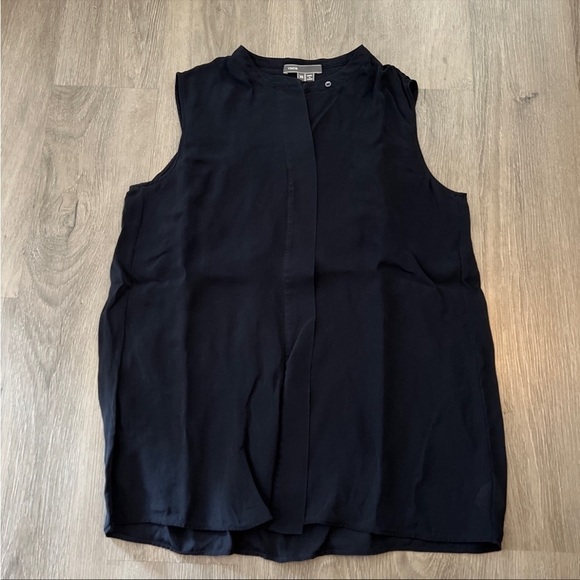 Vince black silk sleeveless high neck shell blouse tank top - Picture 1 of 4